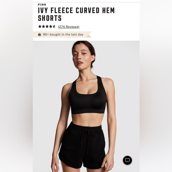 🆕 Victoria’s Secret PINK Ivy Fleece Curved Hem Shorts - Picture 4 of 13